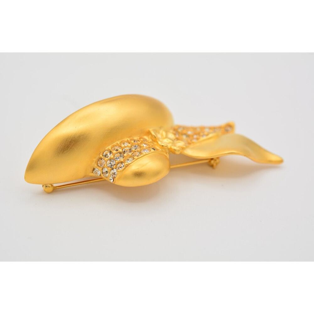 Givenchy Vintage Woman Pin Brooch Brushed Gold Profile Hat Chunky Signed Bin4 - Picture 7 of 12